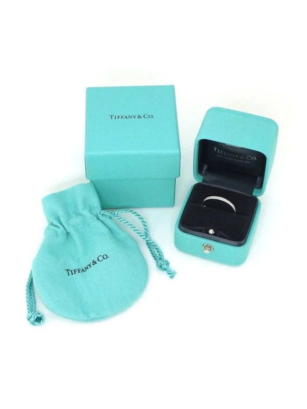 Tiffany & Co Ring Lock Half Circle Diamond 18k White Gold